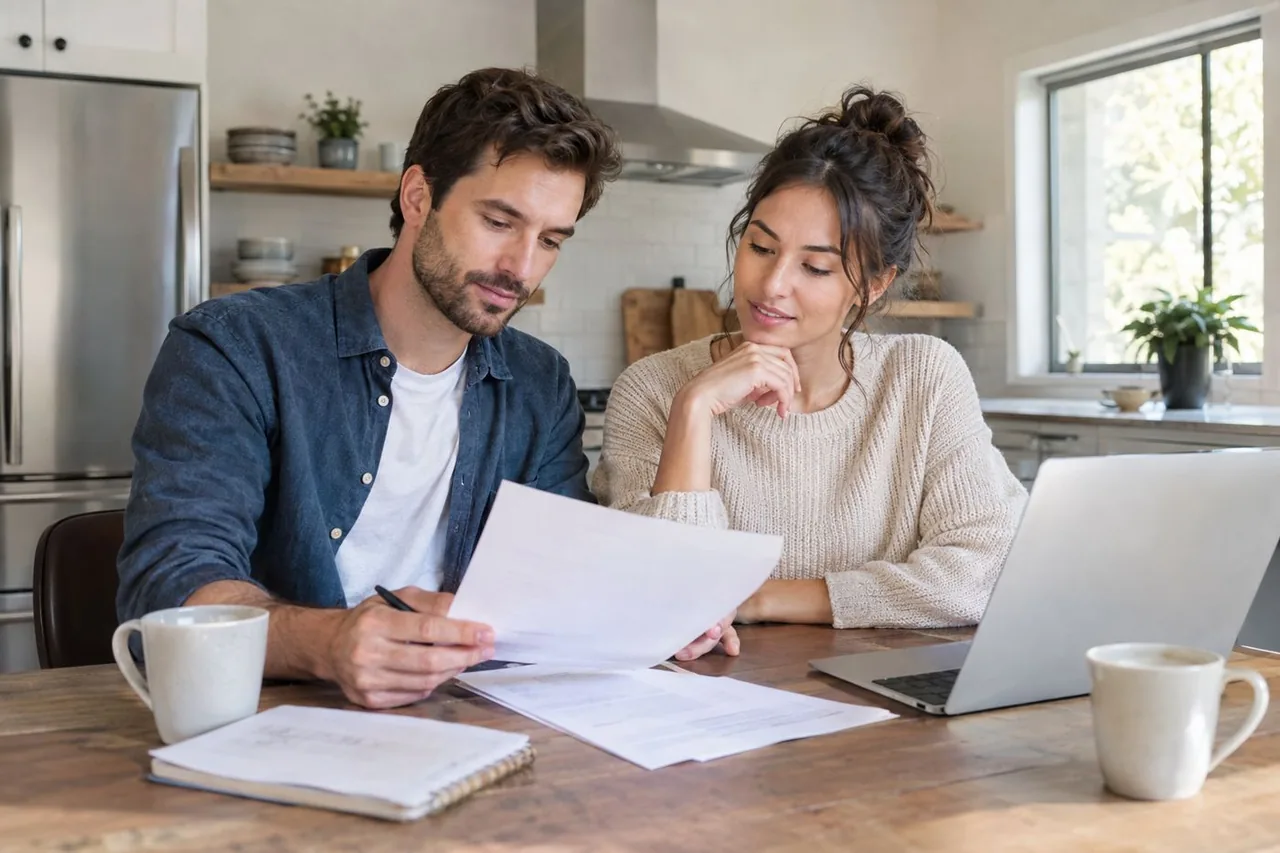 Illustrative couple reviewing their home financing options