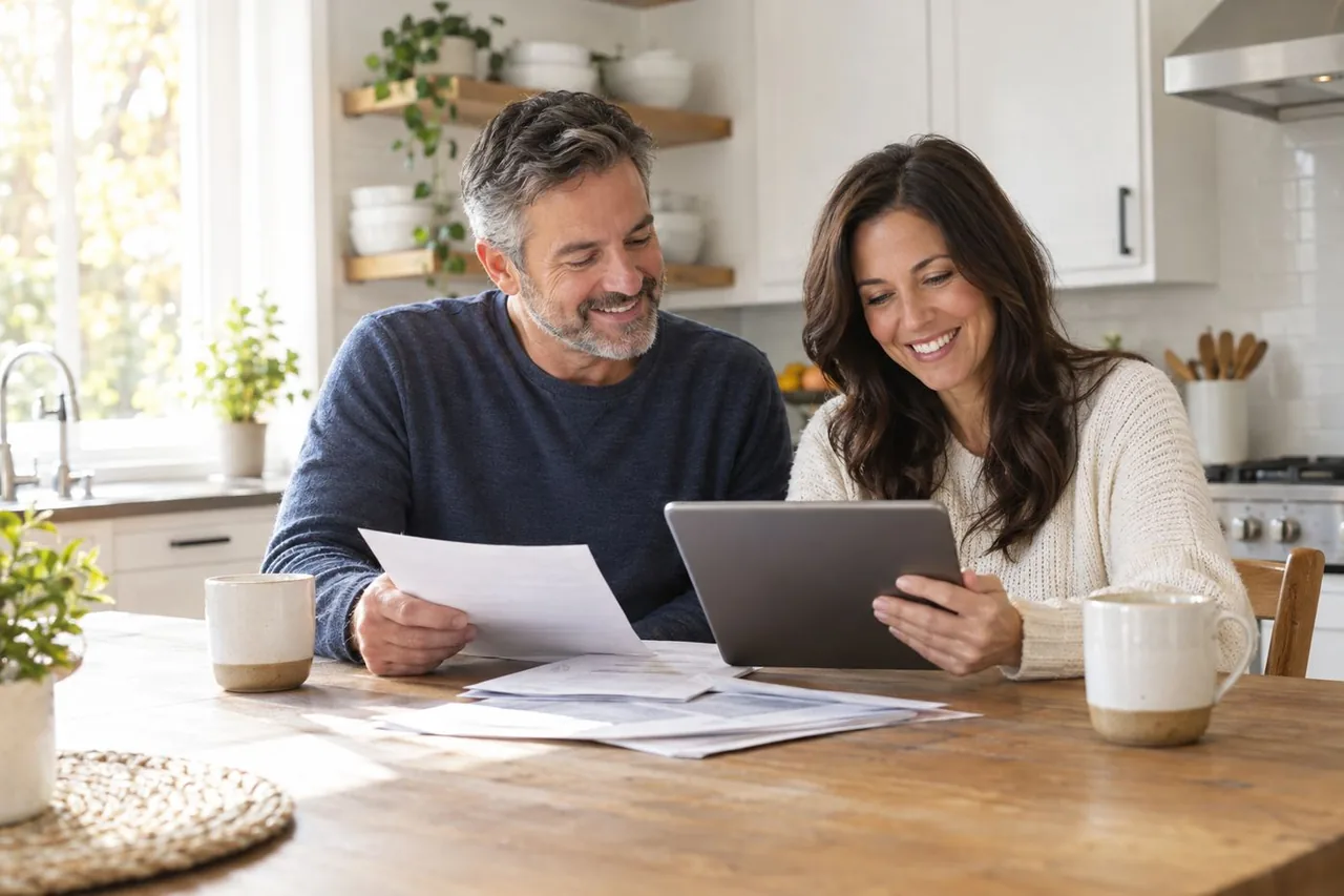 Illustrative home refinance planning scene