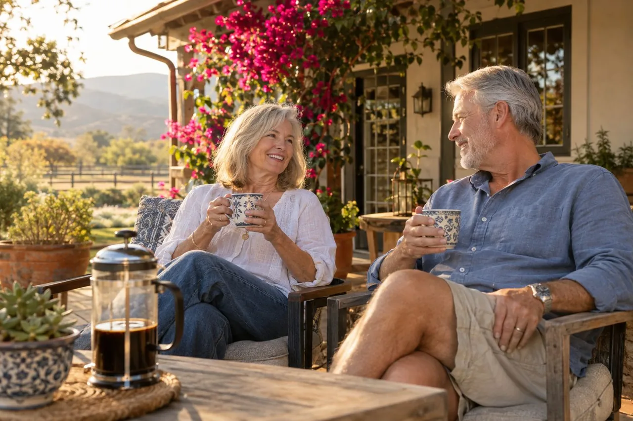 Illustrative retired couple at home